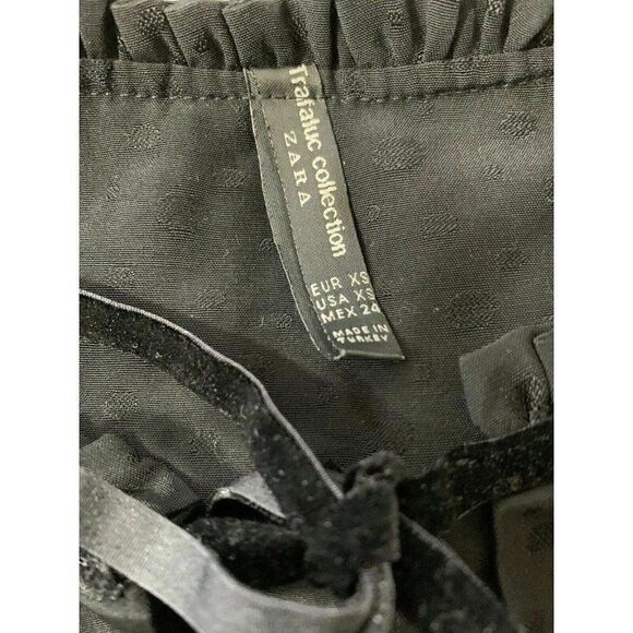 Zara Womens Solid Black Polka Dot Long Sleeve Oversized Top Blouse Xs - Picture 6 of 7